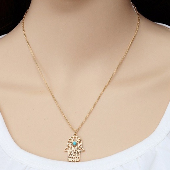 2 Brilliant Lady Hand Hamsa Gold Plated Necklaces - Picture 3 of 4